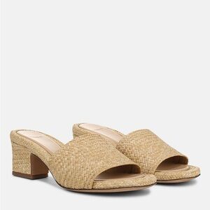 Vince Women's Tan Woven Block Heel Sandals - new floor sample